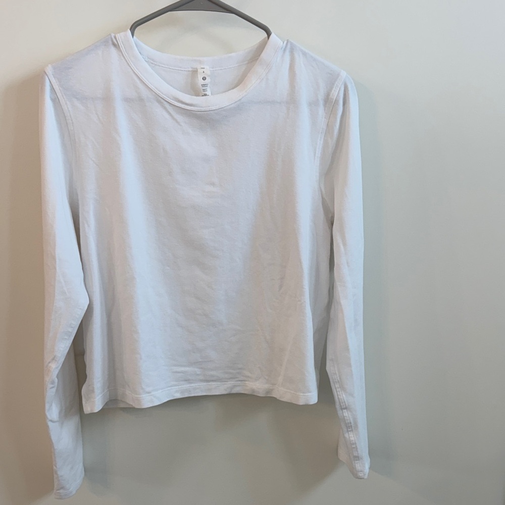 Lulu Classic Cotton White Long Sleeve Top
